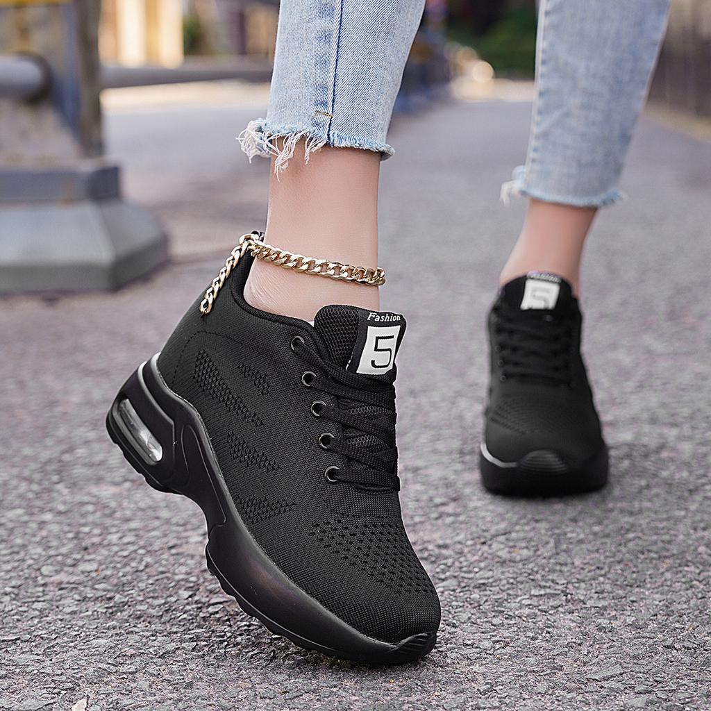 Women's Platform Mesh Breathable Sneakers Womens Spring New Casual Wedge Basket Shoes Tennis Female Thick Woman Summer Trainers