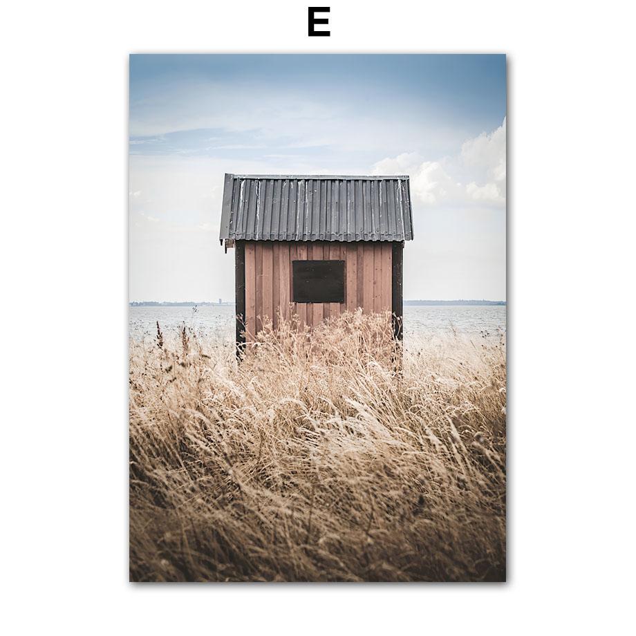 Blue Ocean Wave Shark Flower House Canvas Wall Art Print Posters Modern Painting Pictures Bedroom Living Room Decoration Club