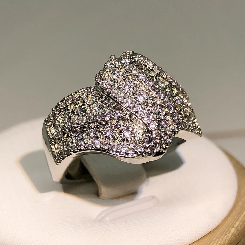 925 Sterling Silver Geometric Zircon Ring Full Diamond Inlaid Stone Big Ring Men And Women Party Birthday Jewelry Gift