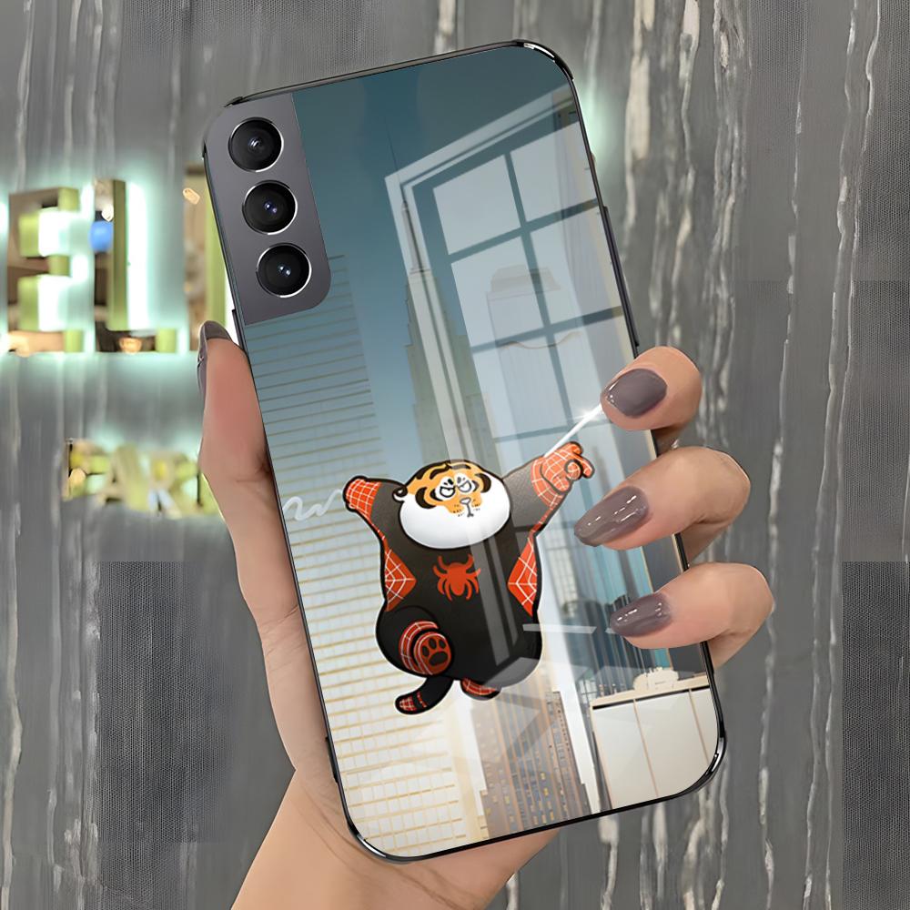 Funny Fat Tiger Phone Case For Samsung S26 S25 Plus S20 S20 Plus S22 Ultra S23 FE S21 Plus S21 Ultra Glass Cover