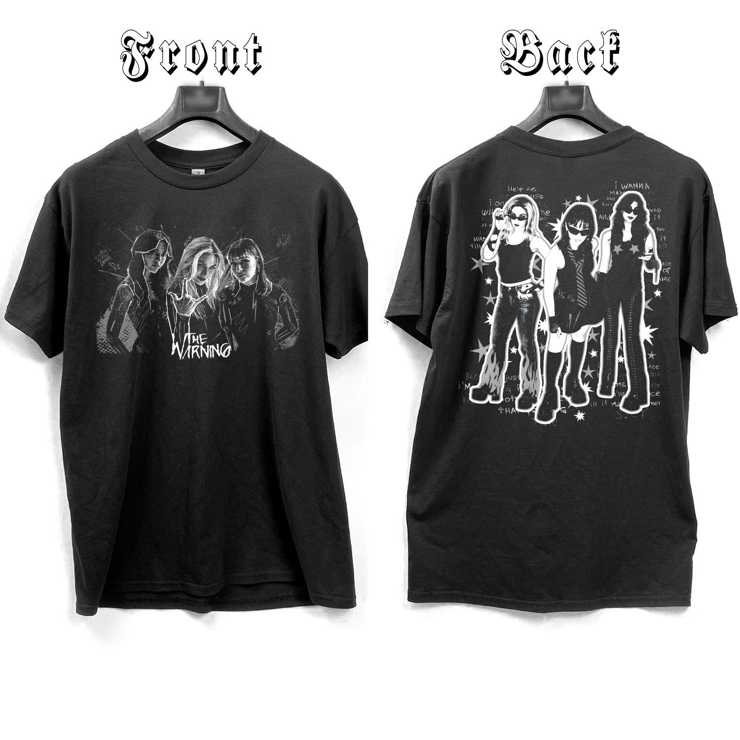 The Warning Band Black 2 side T-shirt S-5XL M