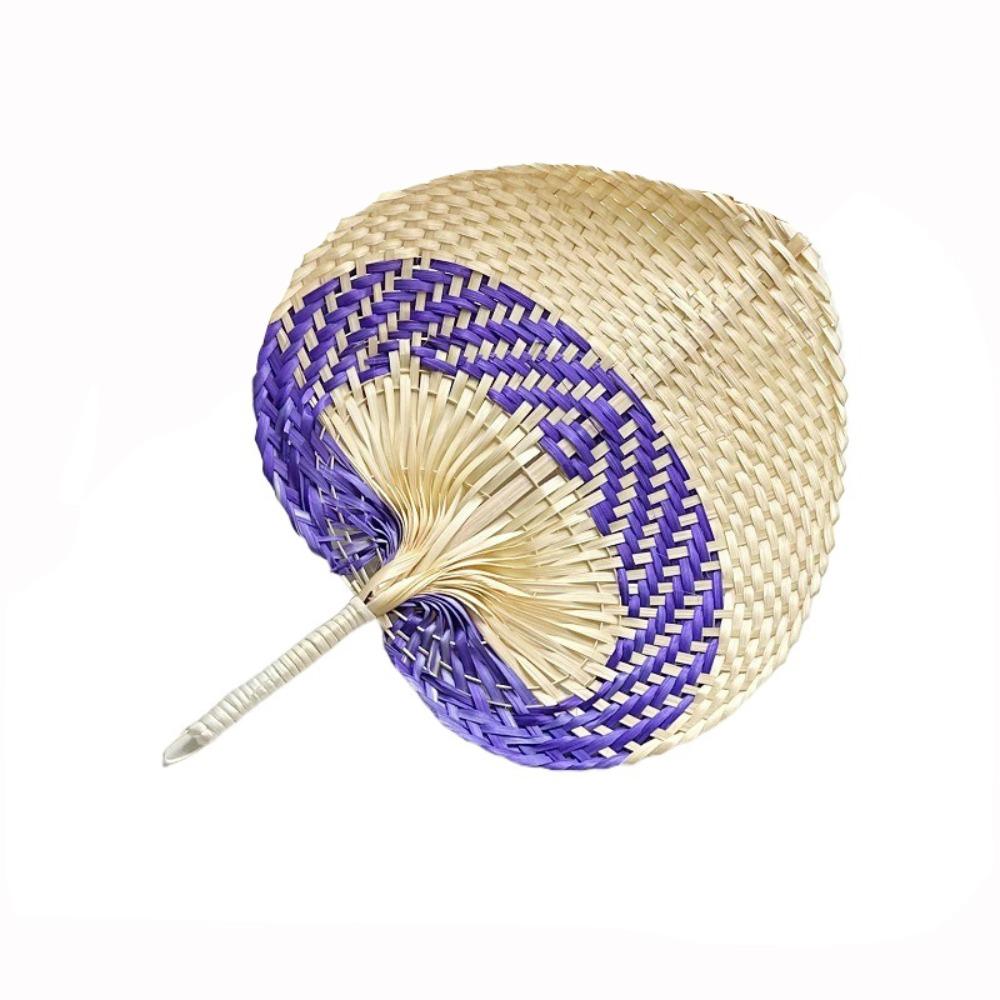 Leque de Bambu Tecido à Mão Leque de Palha Leve Leque de Rattan Vintage Decoração de Casa