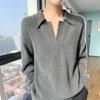 Women's 100% Pure Wool Loose Fit Polo Collar Cashmere Sweater - Autumn/Winter 2024 Collection.
