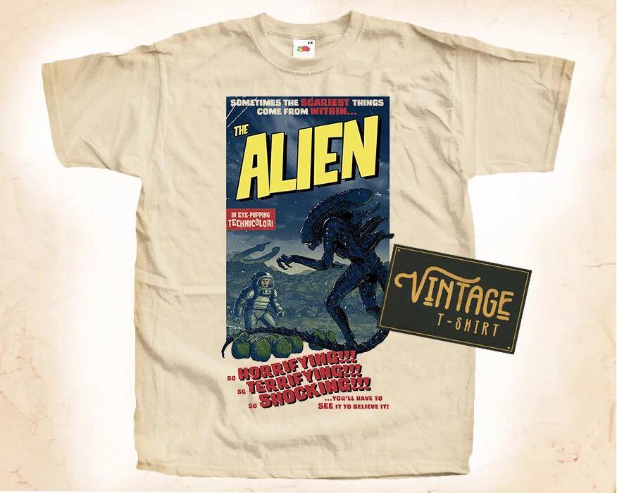 

Alien V1 T SHIRT Movie Poster Vintage Natural Tee sizes S to 5XL M