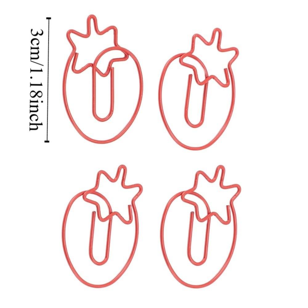 100 Pcs Cute Fruit Strawberry Paper Clips Strawberry Shape Metal Paper Clips  Book Marking