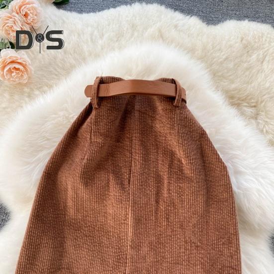 Dámská sukně dělená jednobarevná sukně s vysokým pasem měkká tlustá hřejivá měkká vložka dojíždění elegantní styl zapínání na zip délka do poloviny lýtek midi sukně