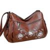 Women Large Capacity Crossbody Bag With Flower Pattern Hardwear Waterproof Soft Leather Shoulder Bag