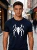 Unisexs Casual Short Sleeve T Shirt Spider Symbol Print Crew Neck Cotton Tee Loose Trendy Street Style Summer Tops For Adult Guys