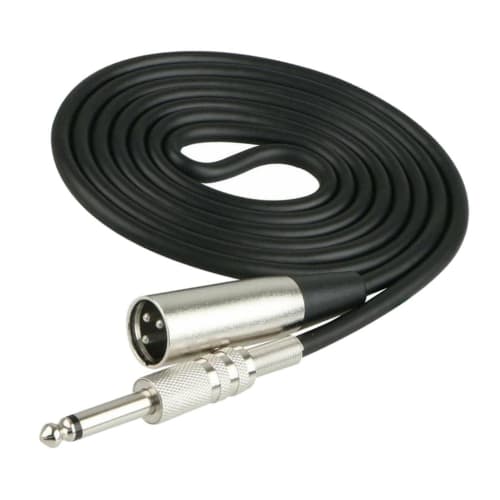 XLR Male To 6.35mm 1/4" Mono Male Microphone Audio Converter OFC Cable, 1.5m, Black