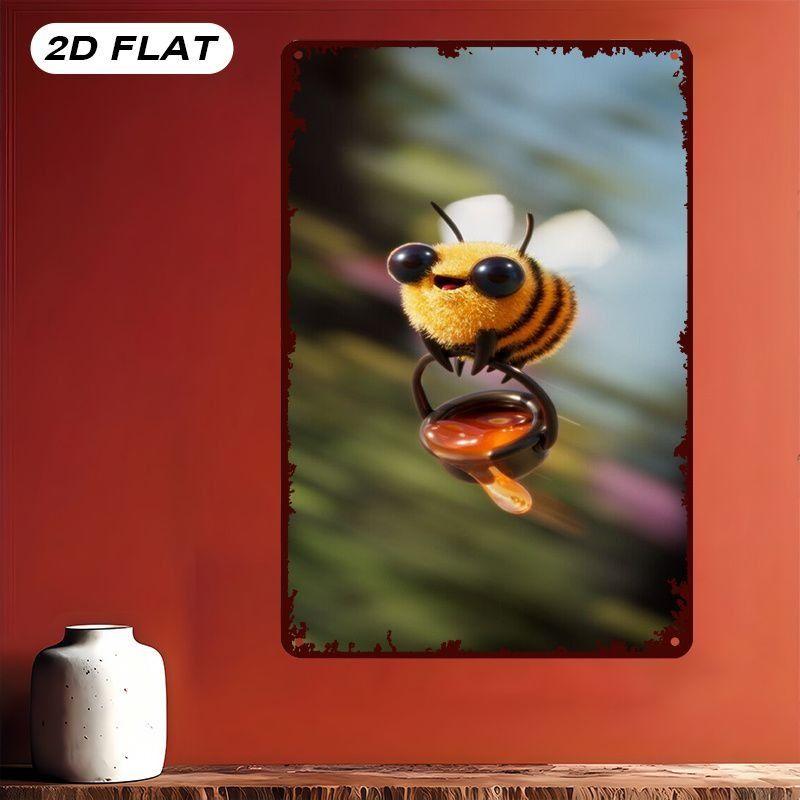 Vintage Metallwandkunstschild Biene Küchen Dekoration Kaffeebar Blechschild