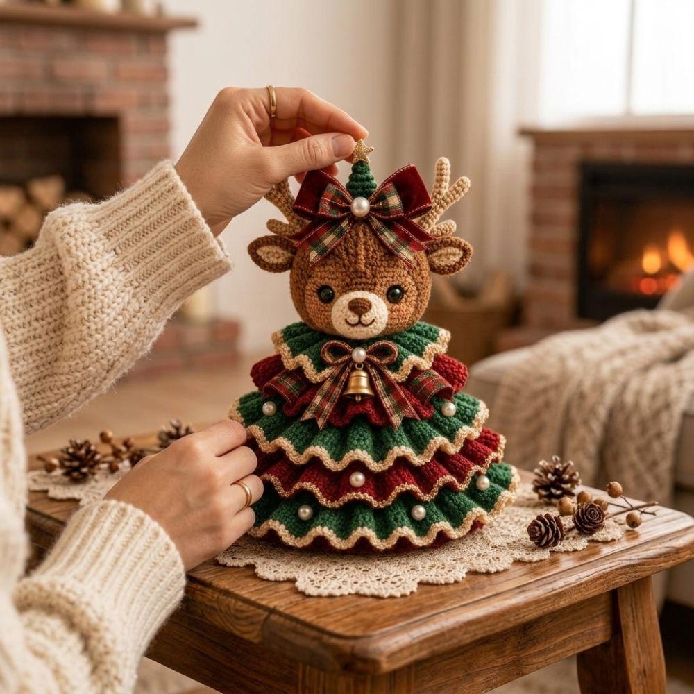 Cartoon Crochet Animal Christmas Tree Kit Christmas Crochet Handmade Toy  Christmas Decor