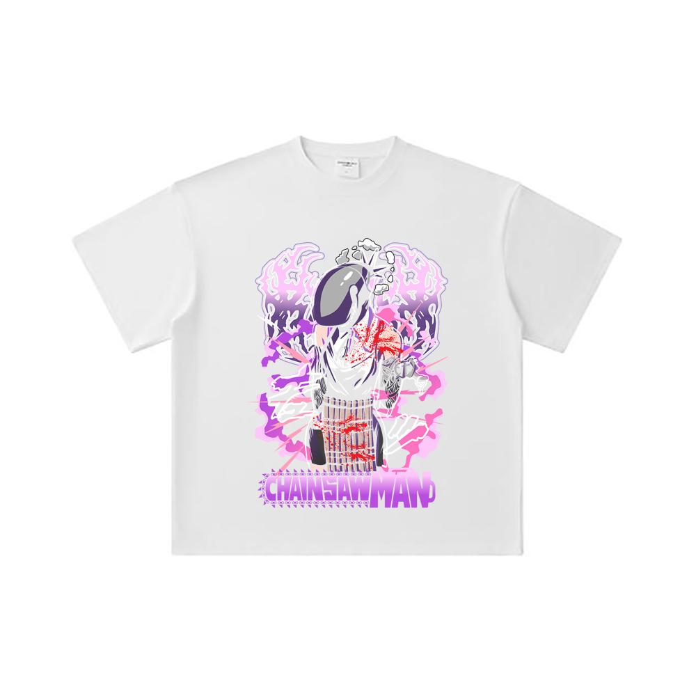 260 GSM Double Yarn 32 Count 100% Cotton Chainsaw Man V53 Reze Print Unisex Heavy Cotton T Shirt