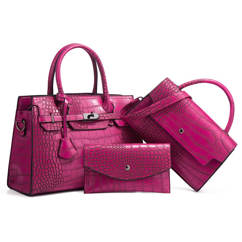 Neue Herbst- und Winter-Handtasche mit Krokodilmuster, Modetrend, schräg zu tragende Tasche, große Kapazität, Dreiteiler, Mutter-Kind-Tasche