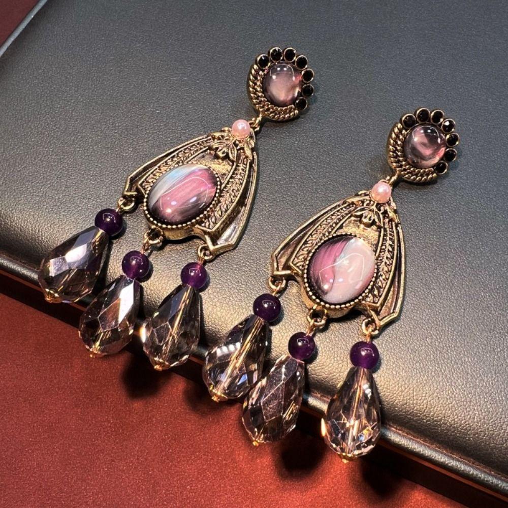 Inlaid Rhinestones Vintage Tassel Earrings Long Tassels Dangle Earrings  Jewelry Accessories