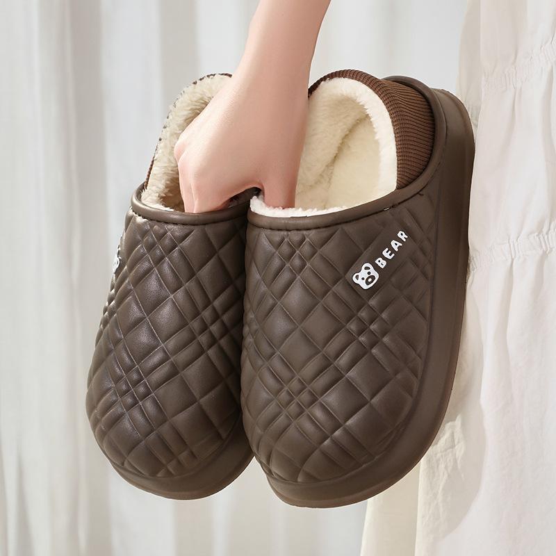 New waterproof cotton slippers men's autumn and winter indoor home thick bottom non-slip cotton drag women