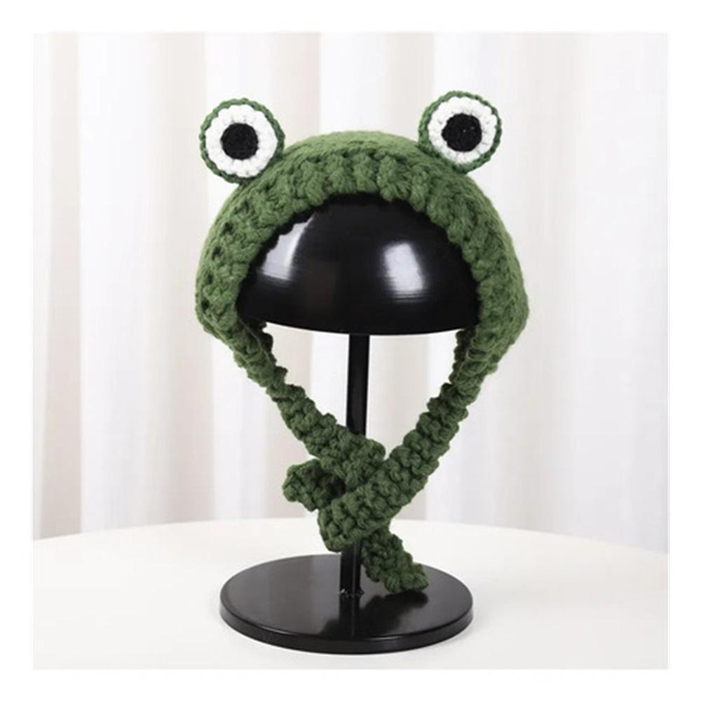 Cute Knitted Wool Hat Autumn And Winter Big Eyes Frog Hat