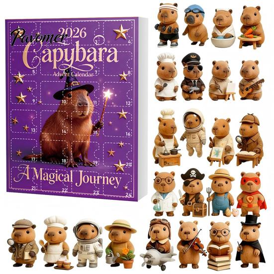 Novelty Gift for Capybara Lovers 2026 Christmas Advent Calendars, 24 Days Countdown with Creative Desk Accessories Cute 2D Hanging Ornaments, Holiday