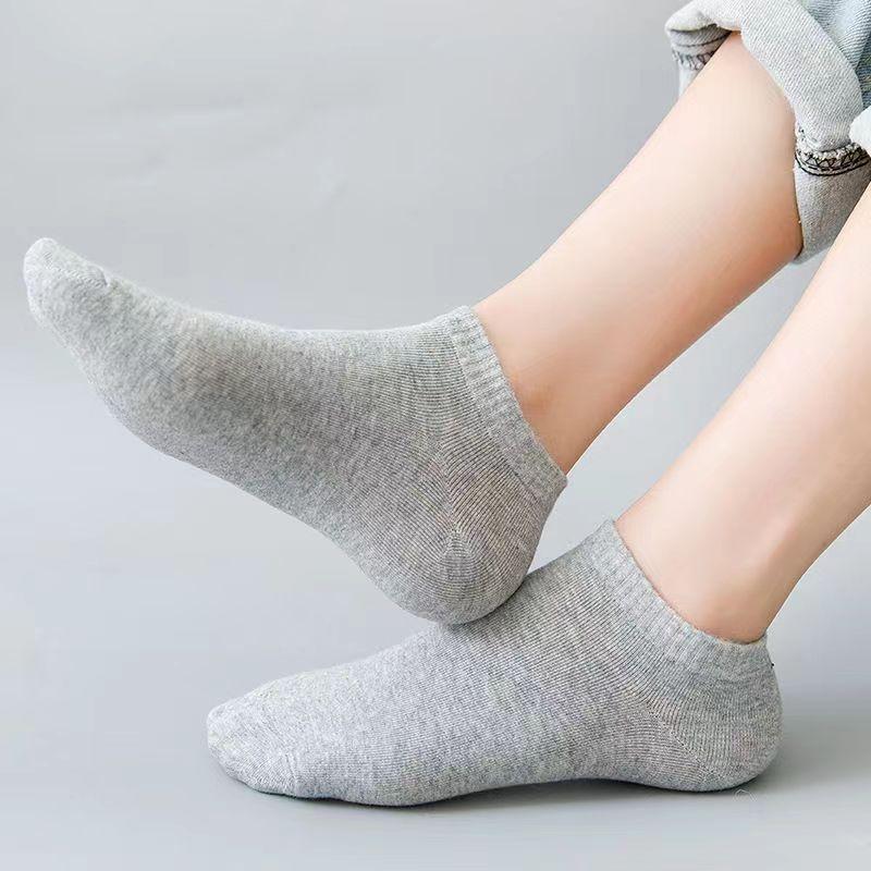 5 Paires Chaussettes Cheville Femme Blanc Noir Chaussettes Femme Respirantes Chaussettes de Sport Couleur Unie Socquettes Chaussettes Confortables en Polyester