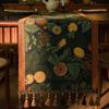 Tassel Edge Table Runner Jacquard Runner, Vintage Floral Elegant Home Decor Accessory with Tassels for Dining Party Scratch Protection