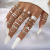 22-Piece Set Personalized Exaggerated Twisted Wave Love Pattern Women's Joint Ring