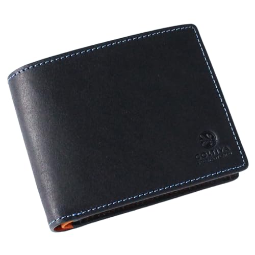 

CCOMPANY LIMITED Men s Bifold Wallet with Coin Purse and Card Case, Full Vegetable Tanned Cowhide Leather, Cortiva 2 (Navy)