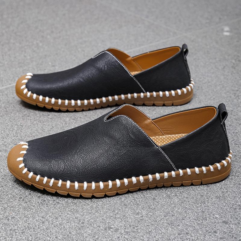 New Arrival Vintage Fashion Men's White Black Patent Leather Casual Shoes Male Handmade Comfort Loafers Zapatos Hombre