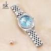 Montre-bracelet à quartz pour femme SK avec zircone, bracelet en acier et calendrier - En stock, Expédition rapide, Sensation de niche haut de gamme
