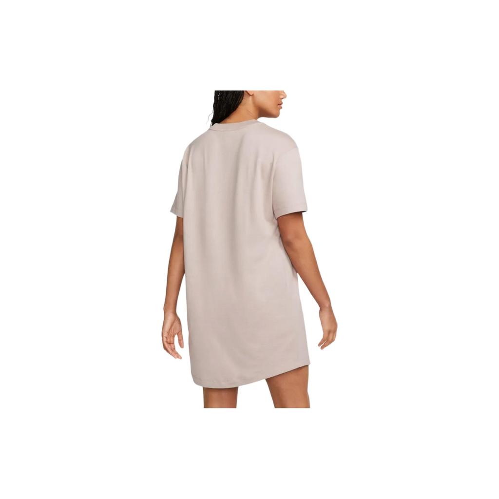 Nike Solid Color Logo Print Pullover Short Sleeve Dress Women Dresses Gray Brown DV7882-272