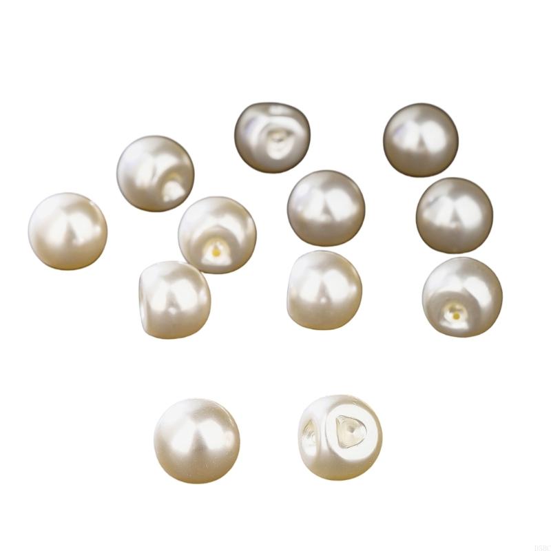 12Pieces Sturdy Plastic Fake Pearls Round Button for Clothing Accessories and Home Decoration