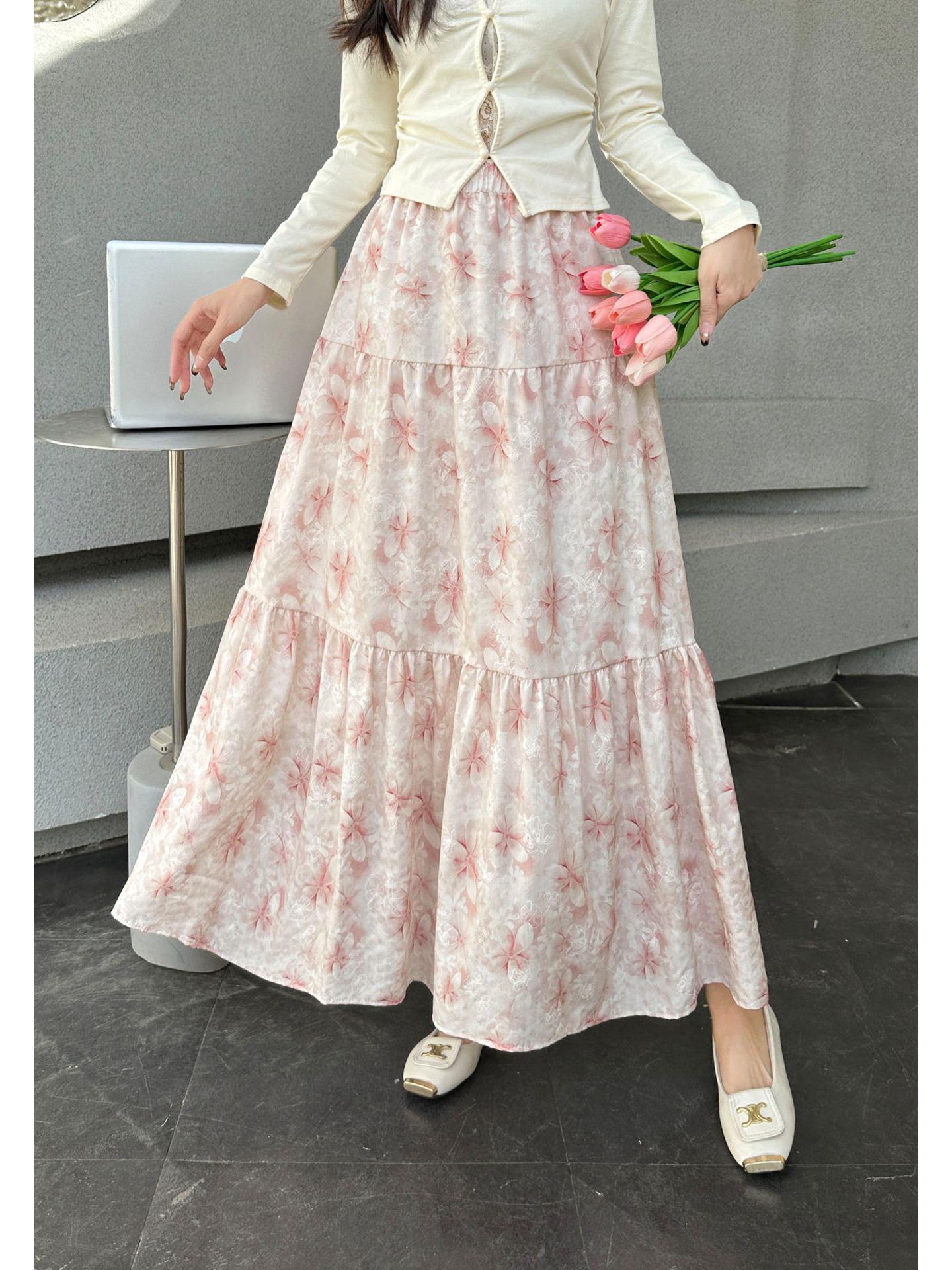 Французское сладкое вышитое облегающее платье А-силуэта с высокой талией One Size розовый