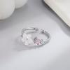 Rosa romantische Blumenringe für Frauen, glänzender Zirkon, Kirschblütenzweig, Muschel-Fingerring, Hochzeit, Weihnachten, ästhetischer Schmuck