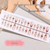 Red Heart Gem Short Almond Cat Eye Nail Stickers, 30-Piece Baroque Retro Style