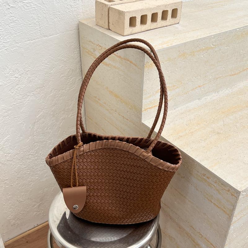 Large-capacity Woven Bag - Stylish Commuter Shoulder Bag with Hand-held Grocery Bag Feature