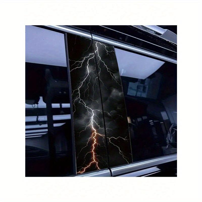 2pcs Thunder and Lightning Car Decals - Durable, Easy Apply Rectangular Stickers for Bumpers & Pillars, Semi-Matte Finish Skull Car Accessories
