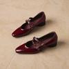 Krazing Pot Genuine Leather Square Toe Low Heels Summer Shoes Big Size 42 Buckle Straps Women Shallow Pumps