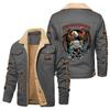Mens Winter Fleece Lined Cotton Jacket Slim Fit Stand Collar Sport Coat With Graphic Prints European Size