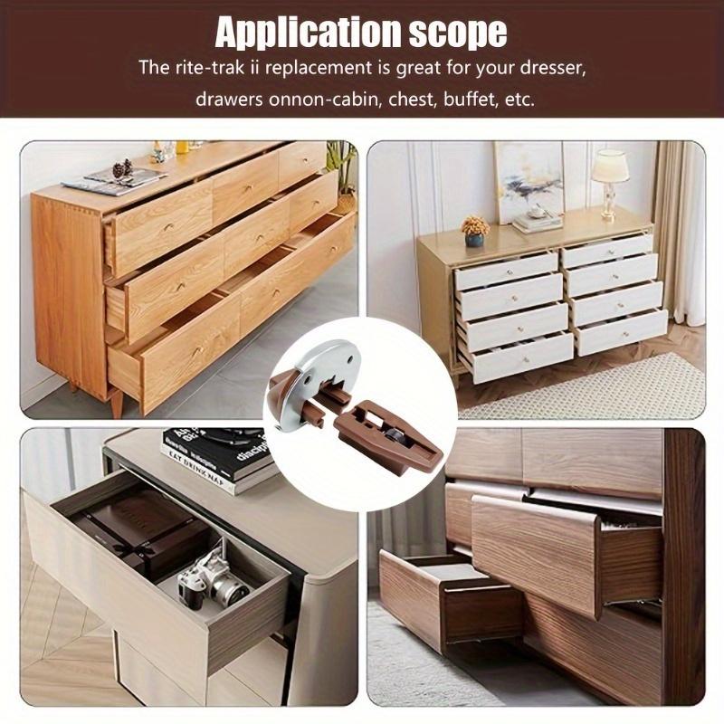 2sets Drawer Compatible With Rite-Trak II Model Commercial Style With Metal Backing And Drawer Stop Roller For Dresser, Cupboard, Nightstand Drawer