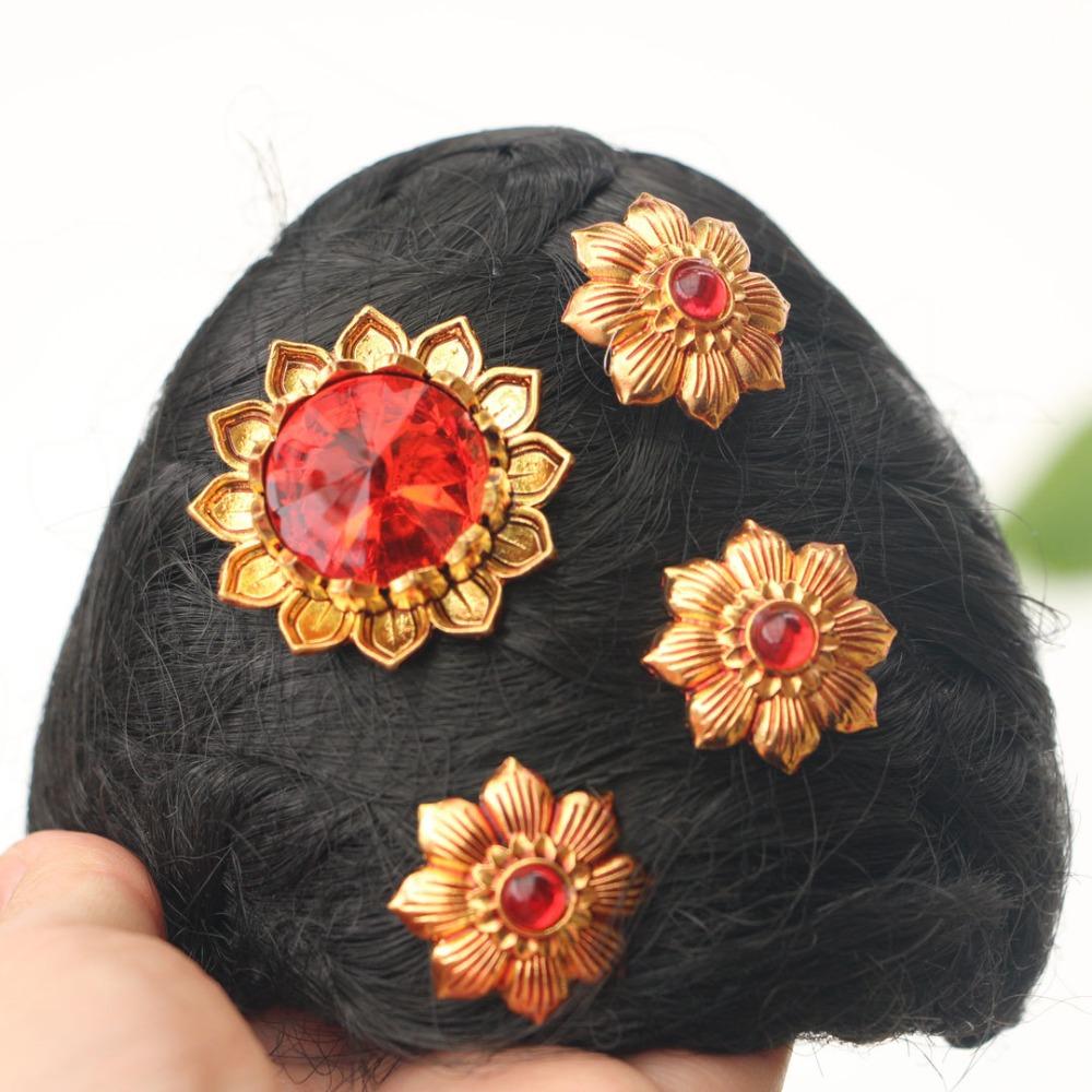 Hollow Out Thai Hair Stick Flower Gold Hair Fork Vintage Dai Style Hairpin  Hair Styling Accessory