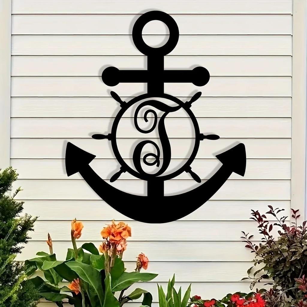 Custom Letter Anchor Metal Wall Art - Ευέλικτο, χωρίς ενέργεια, κομψή διακόσμηση για σπίτι και δώρα, τέλειο εσωτερικό και εξωτερικό