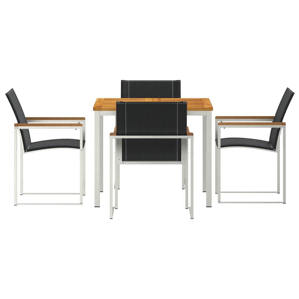 Garden Dining Set 5 Pcs Solid Acacia Wood and Stainless Steel