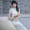 Small Fresh White New Chinese Long Improved Cheongsam New Young Women's Retro Slim Short Sleeves Summer
