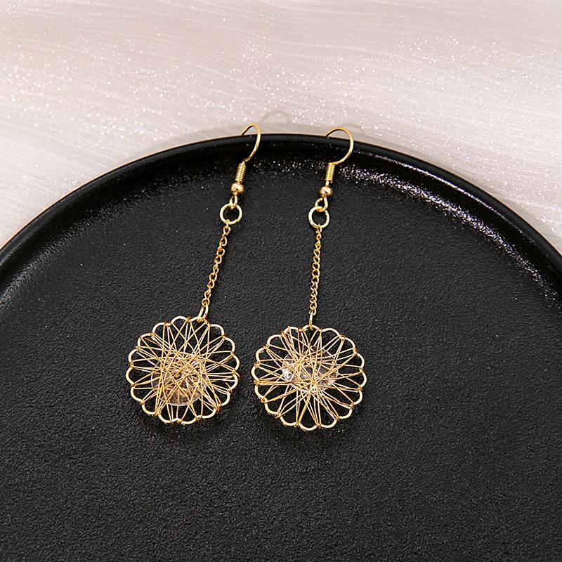 INS Girly Heart & Star Geometric Long Earrings - Simple, Versatile Ear Hooks