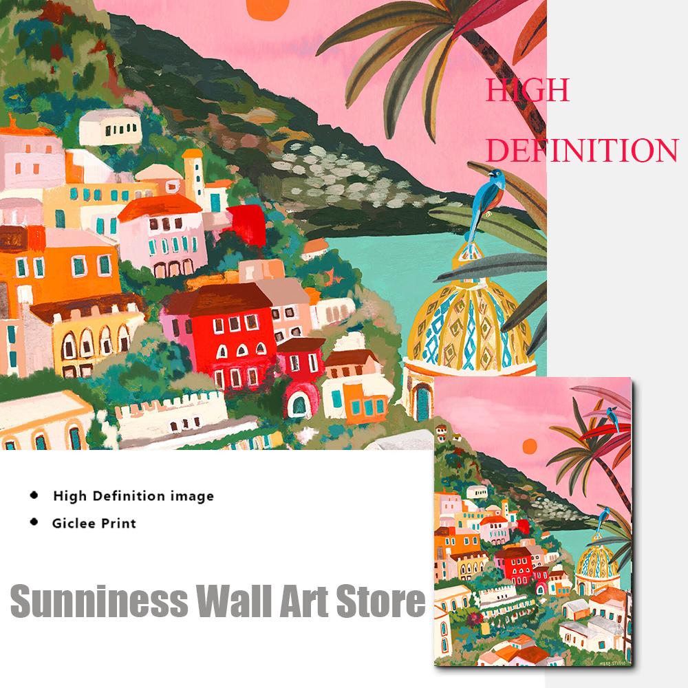 Poarta Patrika India Poster peisaj Italia Grecia Bali Piața plutitoare Thailanda Pictură pânză înotători Imprimare imagine Home Decor