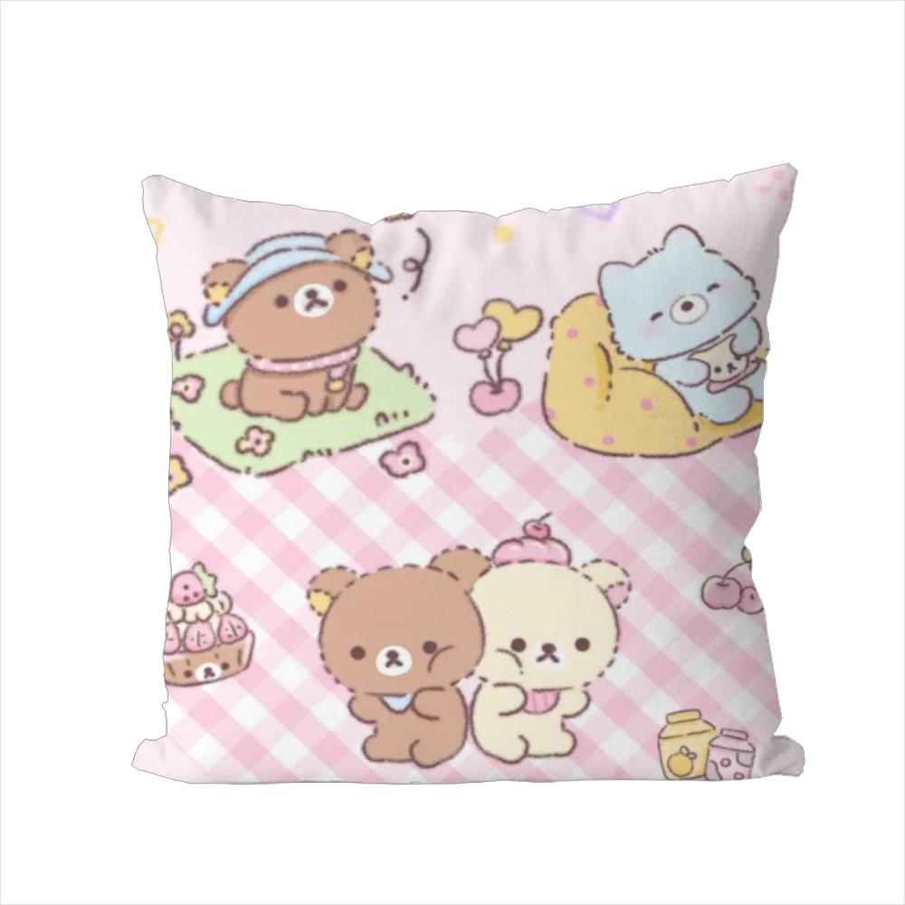 Cute RRilakkuma Pillow Case For Car Sofa Decorative Home Doublesided Print Plush Square Throw Pillow Cushion Cover