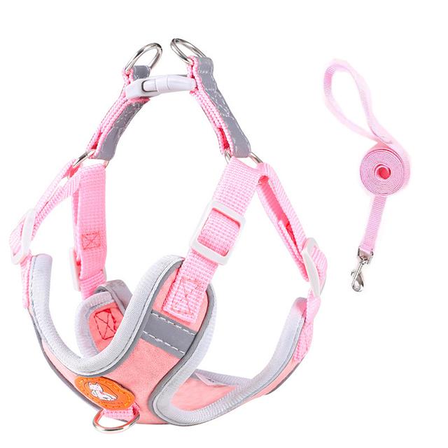 Reflective Dog Harness Leash Set Nylon Adjustable Pet Harness Outdoor Walking Breathable Pet Chest Vest Leash Dog Accessories