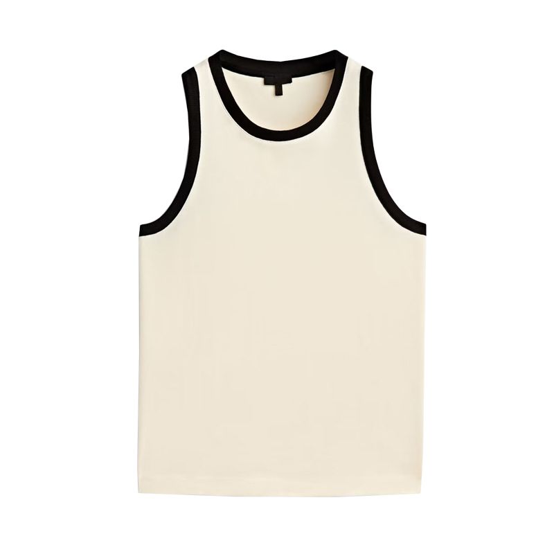 MD Spring New Arrival Easiest for Match Crew Neck Casual Bottoming Sleeveless Color Contrast Patchwork Vest T-shirt Tops 6825542