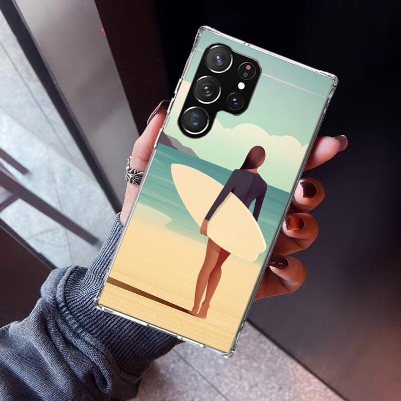 Surf Board Aesthetic Phone Case For Samsung Galaxy S26 S25 Edge S24 S23 Ultra S22 Plus S21 S20 FE Soft TPU Back Cover Funda Gala