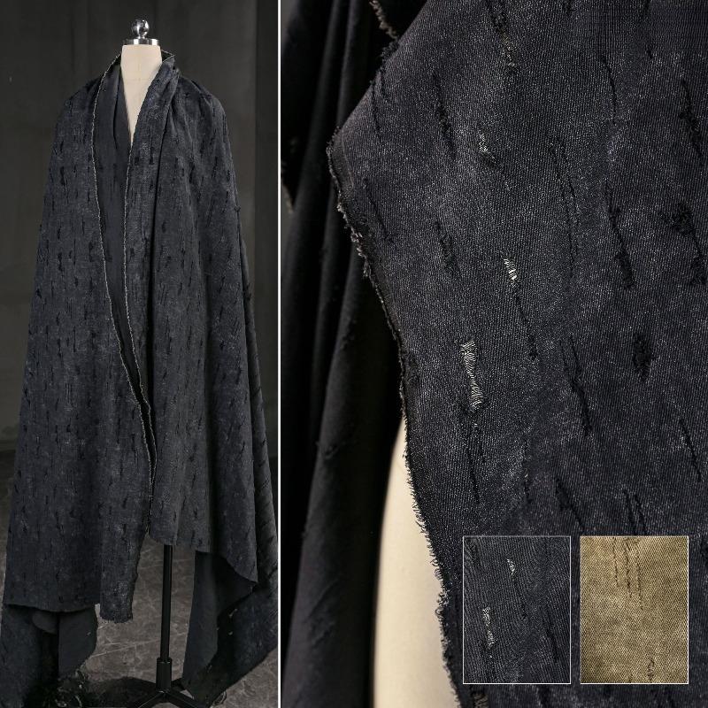 50x145cm Distressed Linen Cotton Fabric Heavy Washed Subtle Textured Material for Trench Coat Dress Clothing Designer Fabric