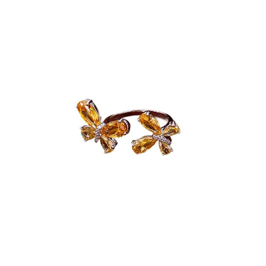 Animal Inspired Butterfly Open Ring With Cubic Zirconia For Fashion Women