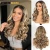 FREEDOM 9x6 Synthetic Lace Front Wigs For Women Pre Plucked Body Wave Lace Wig 20 inches Pre-cut Ombre Brown Blonde Cosplay Wigs